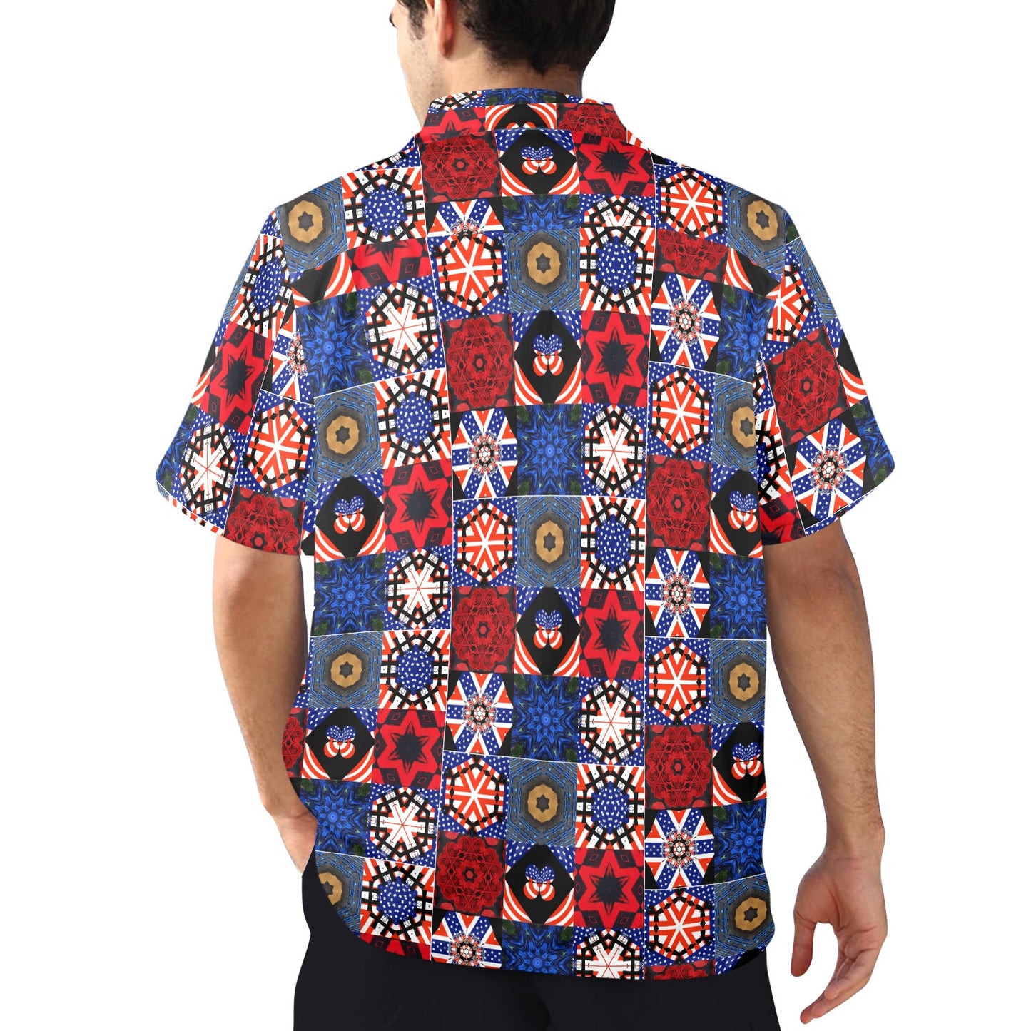 4th of July Pattern Men's All Over Print Hawaiian Shirt (Made in USA)
