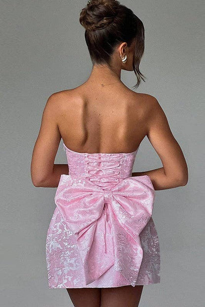 Sexy Marilyn Pink Strapless Bow Dress