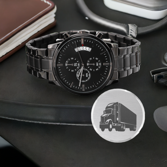 18-wheeler Truck Driver Engraved Black Watch